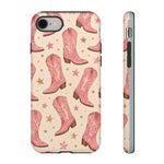 Pink Cowboy Boots phone case | Western pattern | Pastel stars