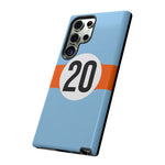 Copy of Blue Orange Number 20 Retro Racing Stripe Tough Phone Case Cover