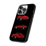 C4 Corvette Art Phone Case Red, Three-View Vector Cover, Gift