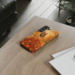 Yorkshire Terrier Jumping in Autumn Leaves Tough Case | Fall Dog Phone Cover