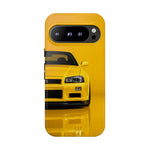 Yellow Skyline Phone Case, R34 GTR 90s JDM Legend Tough Cover for Men Gift