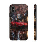 Red FD RX-7 Blossom Alley Tough Phone Case - Rain-Slicked Night