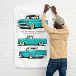 1964 C10 Turquoise Cream Top Banner 34x56 Garage Man Cave Wall Decor Gift