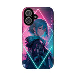 Anime Girl Phone Case Teal, Neon Kanji Calm Gradient Tough Cover