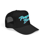 Pompano Beach Florida Trucker Hat Retro Script Snapback Neon Pastel Coastal Surf Style Cap