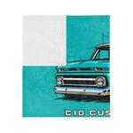 1964 C10 Custom Pickup Blanket | Vintage Teal Truck Microfiber Throw