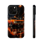 Orange Cuda Phone Case, Rainy City Night Muscle Car Tough Cover