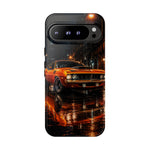 Orange Cuda Phone Case, Rainy City Night Muscle Car Tough Cover