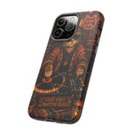 DJ Cat Phone Case, Glowing Turntables Folk Art Cover