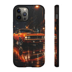 Orange Cuda Phone Case, Rainy City Night Muscle Car Tough Cover