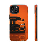 Orange Mustang Art Phone Case, GT500 American Muscle Car Tough Cover for Male