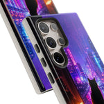 Lo-Fi Cat Neon Rain Window Vaporwave Art Tough Phone Case