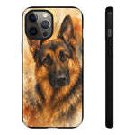 German Shepherd Loyal Watercolor Portrait Art Tough Phone Case