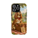 Cocker Spaniel Picnic Scene phone case | vintage dog art