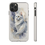 Turkish Angora Cat White Silk Portrait Art Tough Phone Case