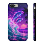 Neon Dolphin Ocean Vaporwave Art Tough Phone Case