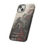 Autumn Temple Steps phone case | Japanese watercolor landscape cover
