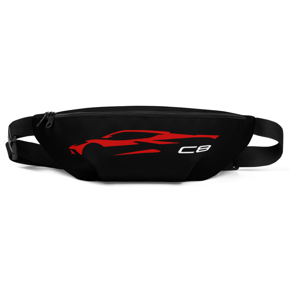 2024 Corvette C8 Torch Red Silhouette Outline 8th Gen Mid Engine Vette Drivers Fanny Pack