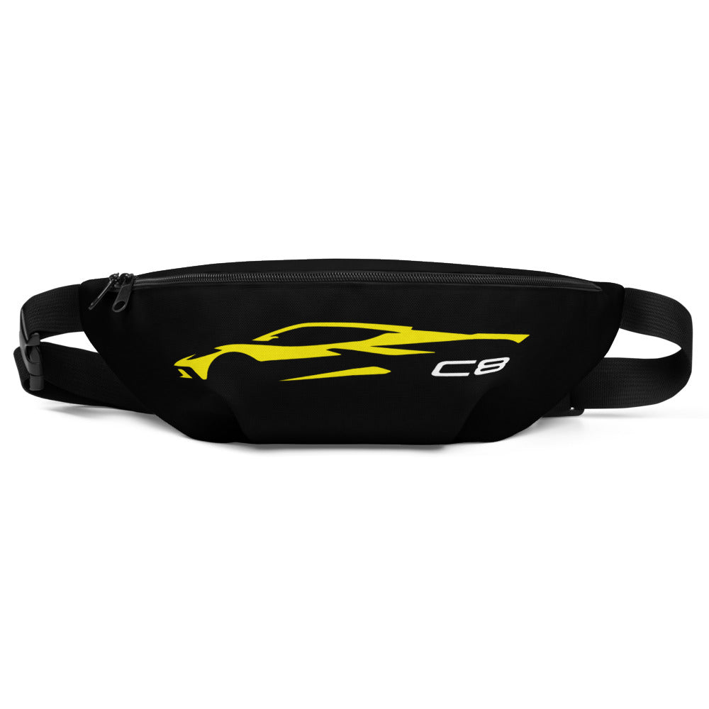 2024 Corvette C8 Accelerate Yellow Silhouette Outline 8th Gen Mid Engine Vette Drivers Fanny Pack