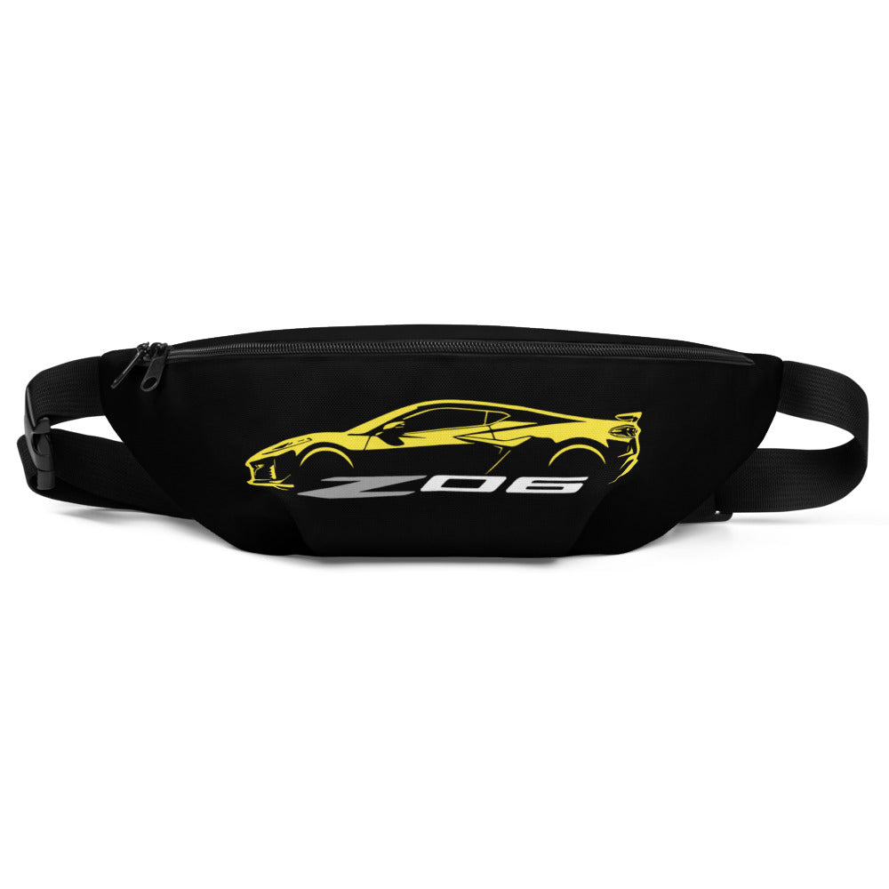 2024 2025 Corvette Z06 C8 Accelerate Yellow Silhouette Outline 8th Gen Mid Engine Vette Owners Drivers Custom Fanny Pack
