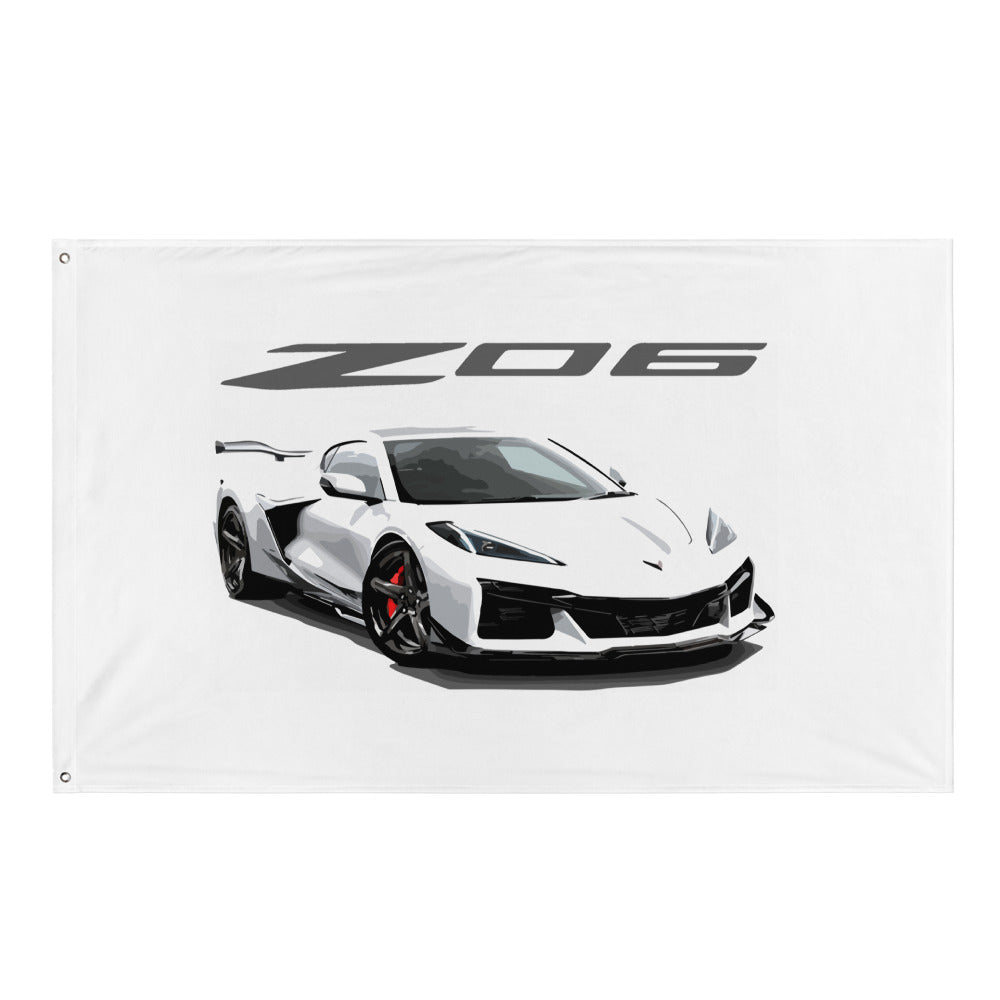 2024 Z06 Vette Mid Engine Corvette C8 Drivers Custom Garage Office Man Cave Banner Flag 34.5" x 56"