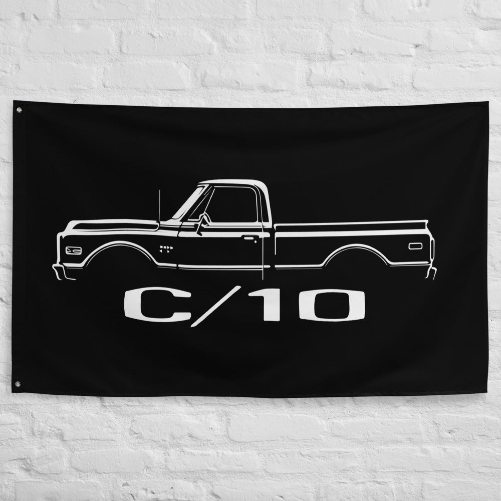 1970 Chevy C10 Classic Pickup Truck Enthusiasts Automotive Art for Garage Office Man Cave Banner Flag 34.5" x 56"