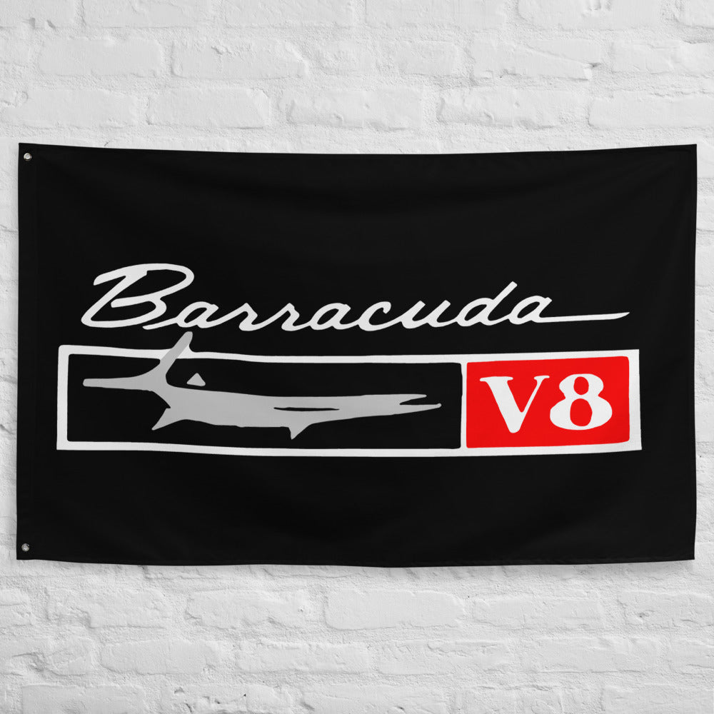 1968 Barracuda V8 68 Cuda Classic Car Muscle Cars Enthusiasts Mechanics Gearheads Garage Office Man Cave Banner Flag 34.5" x 56"