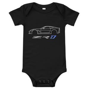 C7 Vette ZR1 Outline Line Art Car Meet Custom Baby short sleeve one piece