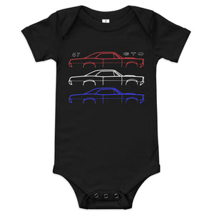 1967 GTO Outline American Muscle Car Patriotic Theme Baby onesie one piece