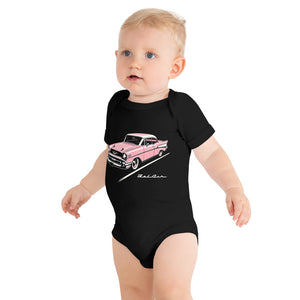 Pink 1957 Bel Air Graphic onesie for Little Chevy Classic Car Lovers Baby one piece