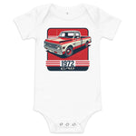 Red and White 1972 Chevy C10 onesie for Little Pickup Truck Lovers Retro Automotive Baby one piece