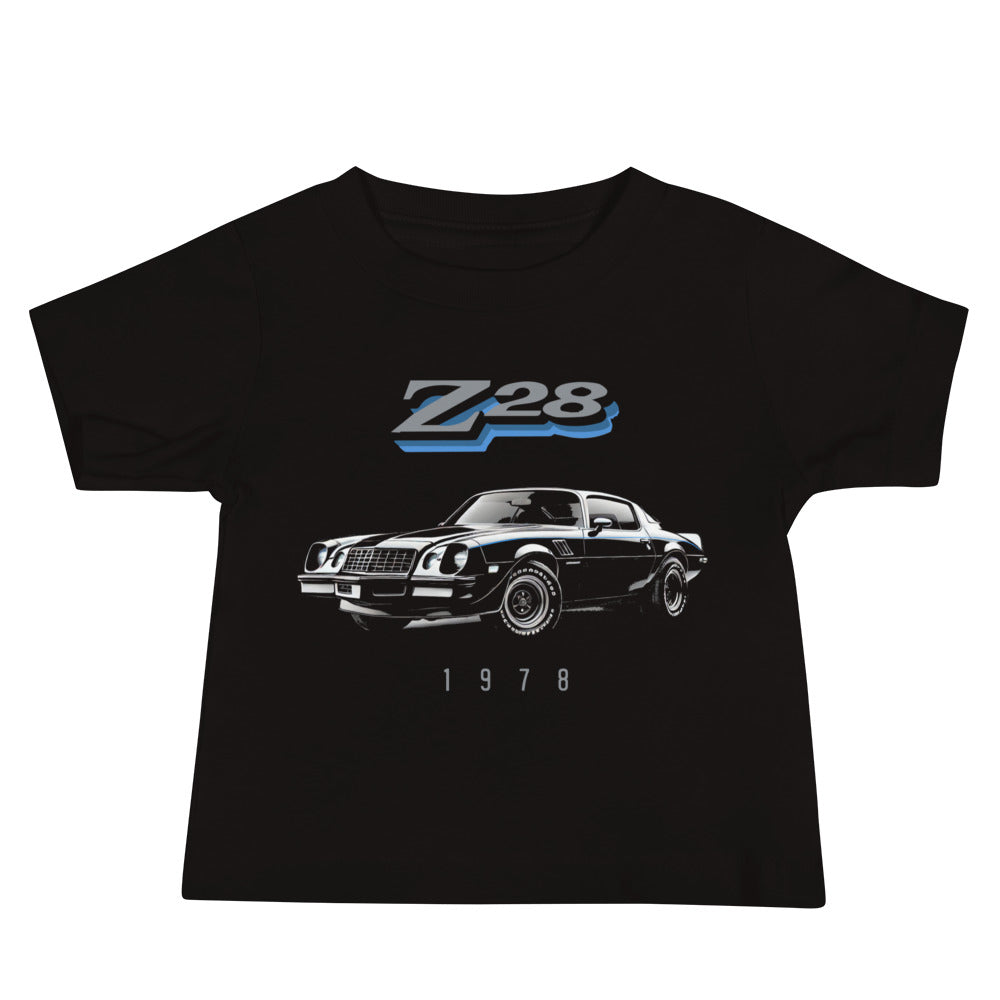 1978 Camaro Z28 t-shirt for Chevy Classic Car Fans Bowtie Enthusiasts Gearheads Baby Tee