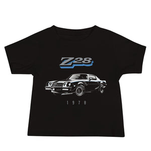 1978 Camaro Z28 t-shirt for Chevy Classic Car Fans Bowtie Enthusiasts Gearheads Baby Tee