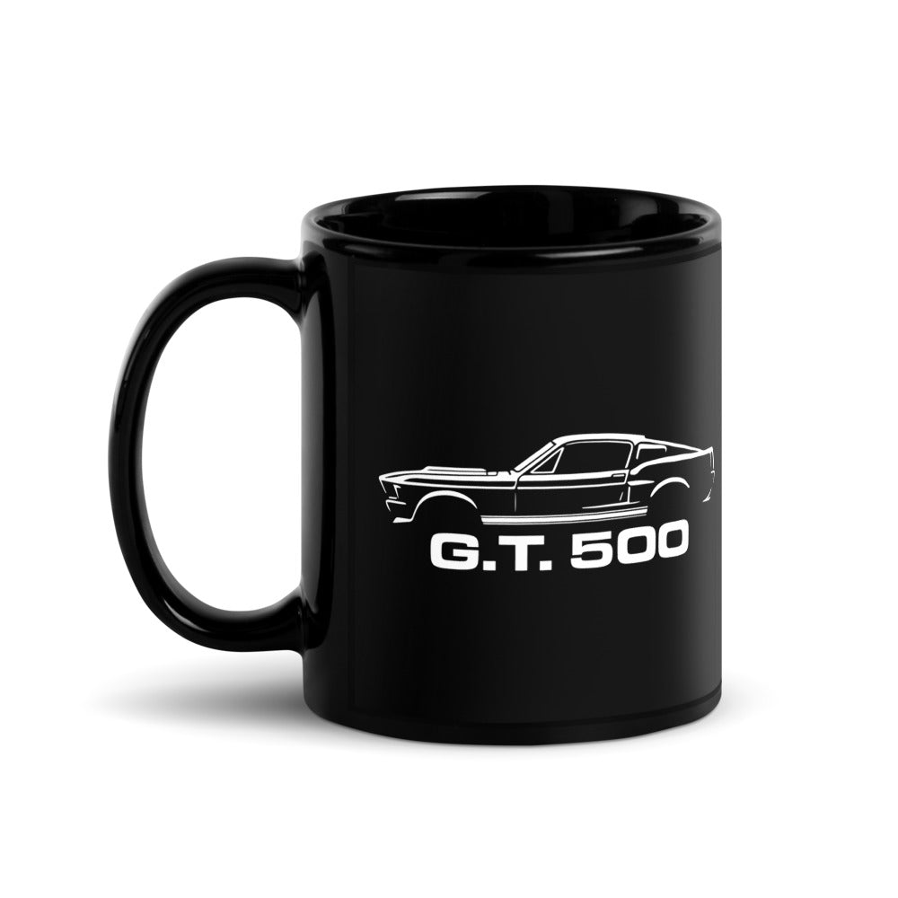 1968 GT500 American Classic Muscle Car Enthusiasts Automotive Black Glossy Mug