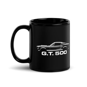 1968 GT500 American Classic Muscle Car Enthusiasts Automotive Black Glossy Mug