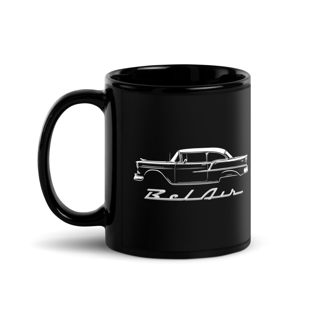 1955 Chevy Bel Air Classic Car Owners Antique Automotive Art Black Glossy Mug