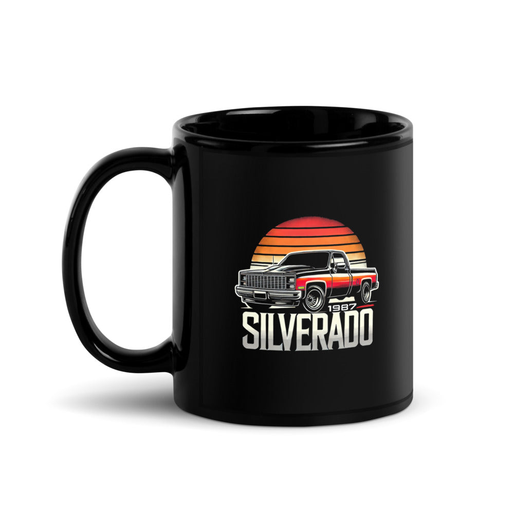 1987 Silverado Chevy Square Body Pickup Truck Enthusiasts Gear Heads Automotive Black Glossy Mug