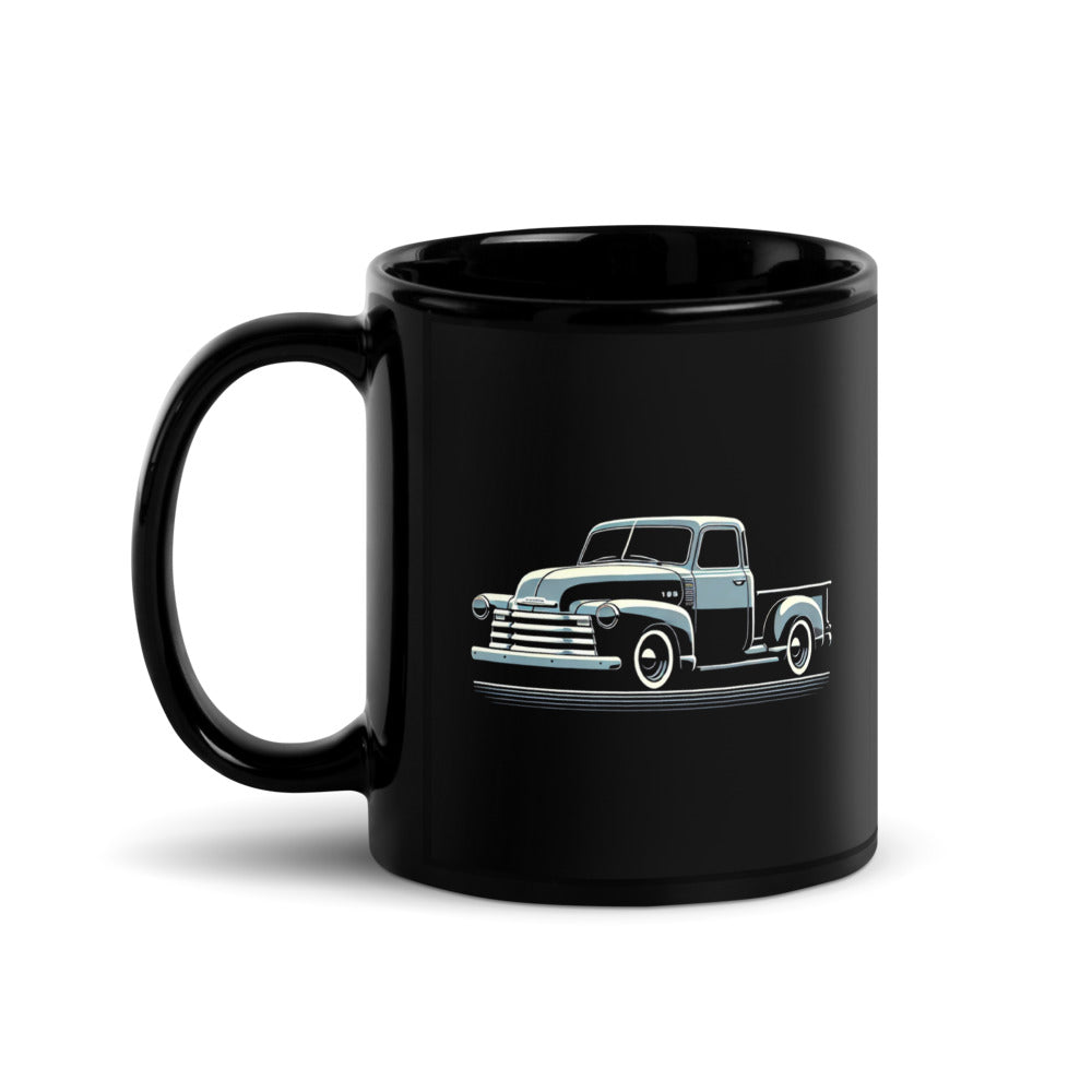 1950s Antique Truck Art Graphic Chevy 3100 Pickup Owners Enthusiasts Gearheads Black Glossy Mug