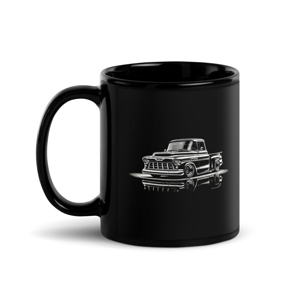 1956 Chevy 3100 Antique Pickup Truck Owners Bowtie Fans Black Glossy Mug