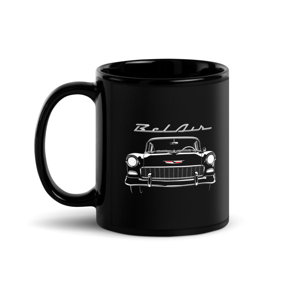 1955 Bel Air Front Grille Antique Chevy Classic Car Owners Black Glossy Mug