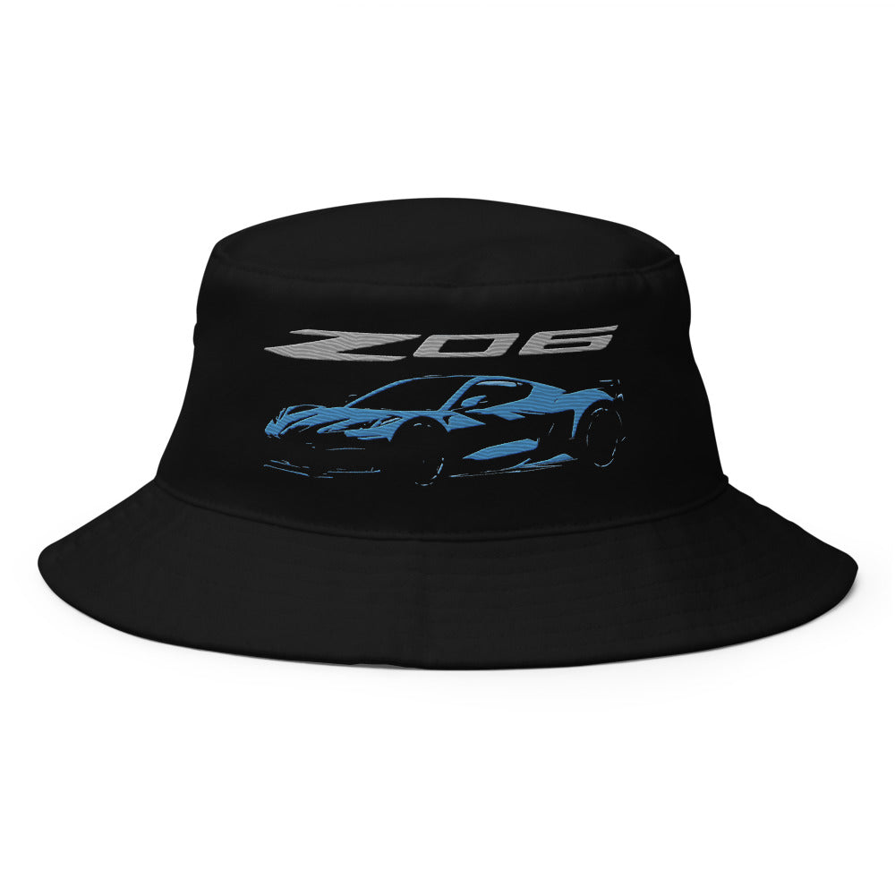 2024 Corvette Z06 C8 Silhouette Rapid Blue Vette Drivers Bucket Hat