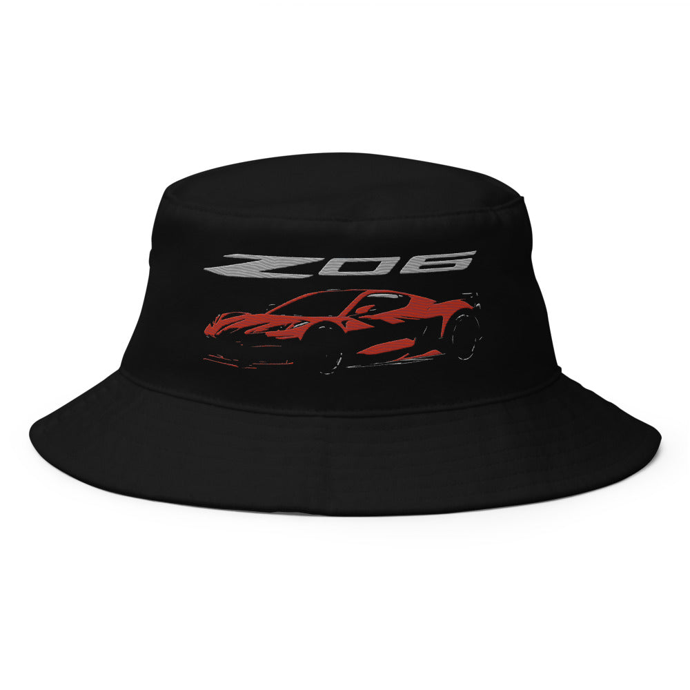 2024 Corvette Z06 C8 Silhouette Torch Red Vette Drivers Bucket Hat