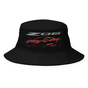 2024 Corvette Z06 C8 Silhouette Torch Red Vette Drivers Bucket Hat