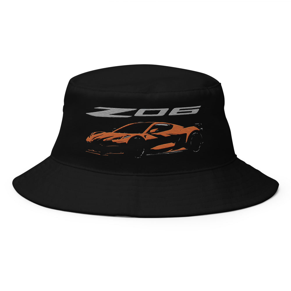 2024 Corvette Z06 C8 Silhouette Amplify Orange Vette Drivers Bucket Hat