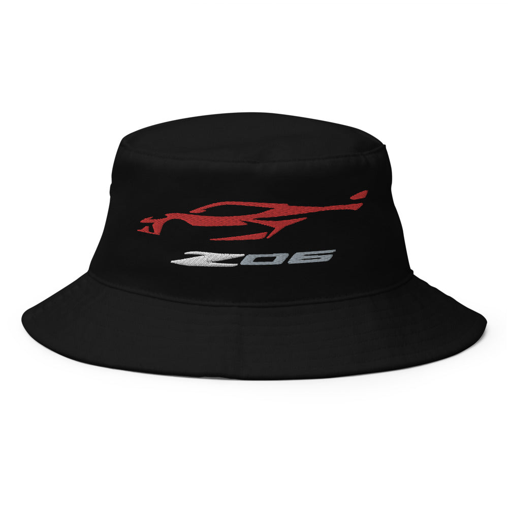 2024 2025 Corvette Z06 C8 Torch Red Vette Silhouette 8th Gen Vette Owners Custom Embroidered Bucket Hat