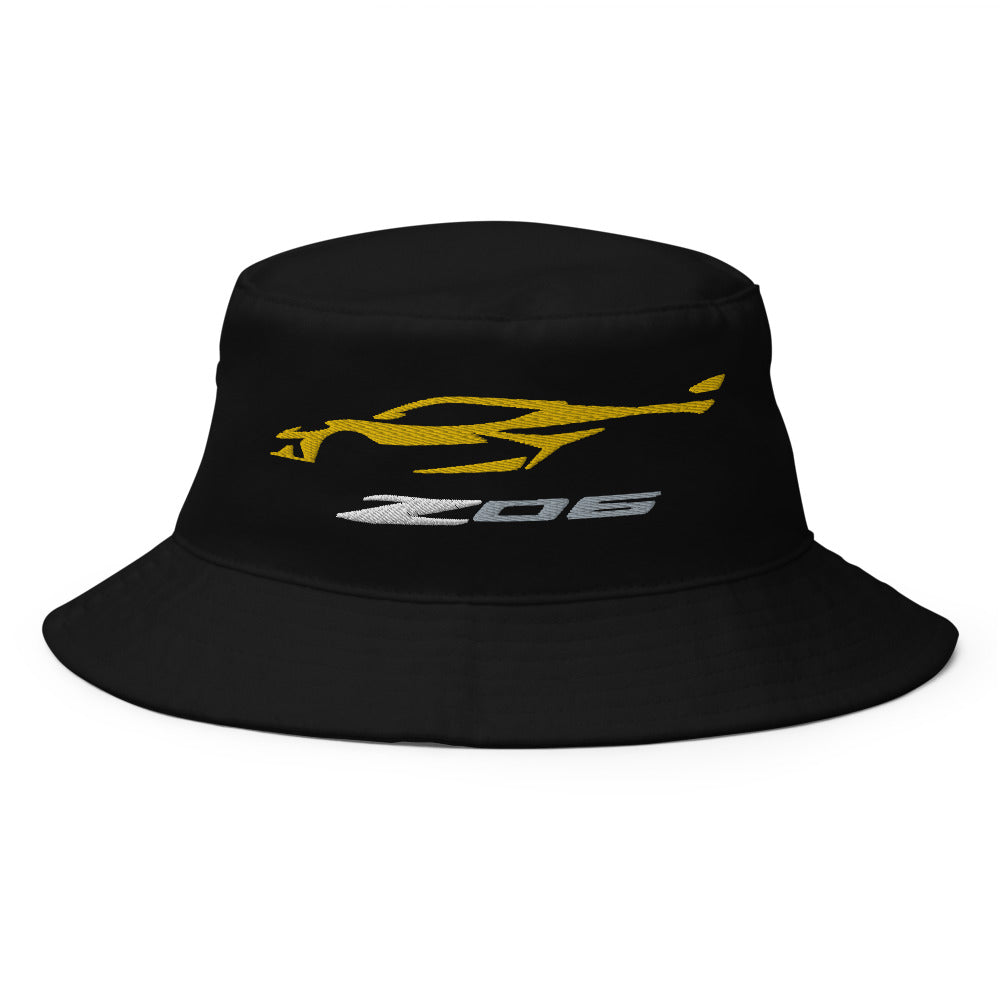 2024 2025 Corvette Z06 C8 Accelerate Yellow Silhouette 8th Gen Vette Owners Custom Embroidered Bucket Hat