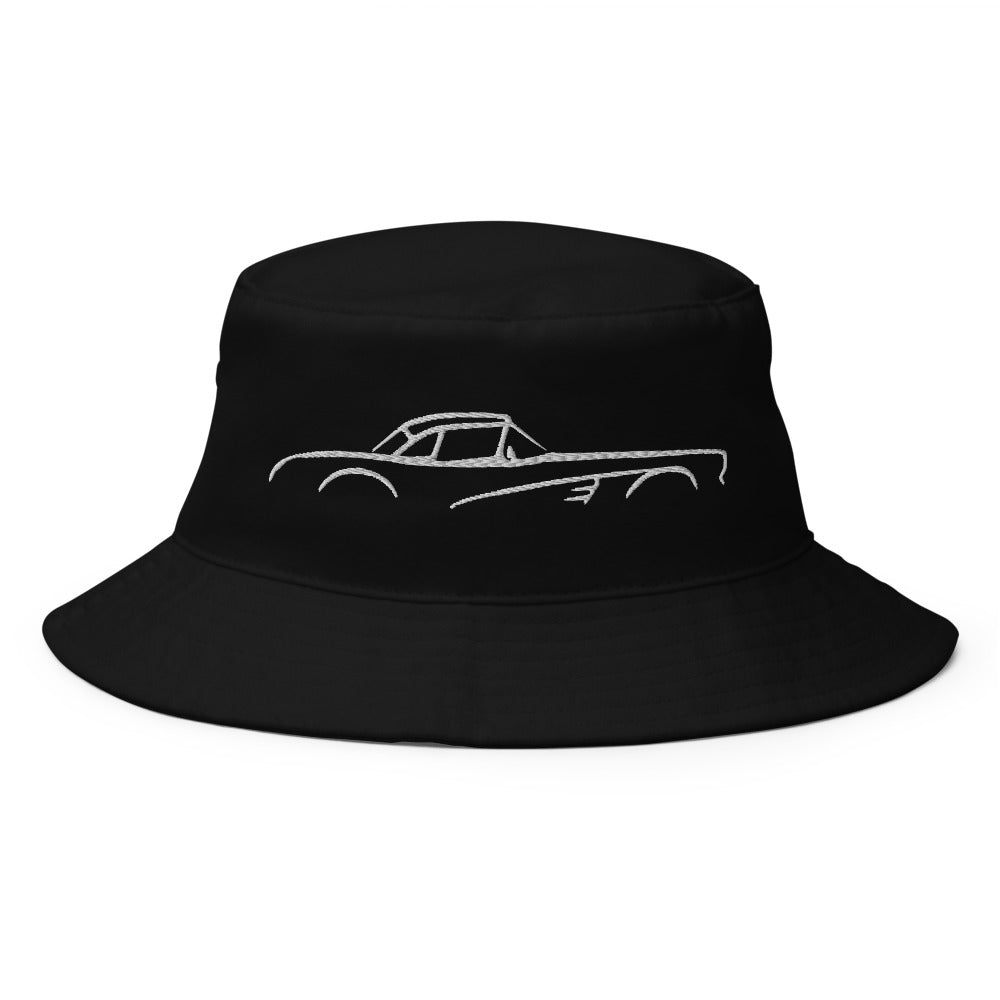 C1 Corvette 1953-1962 American Classic Car Silhouette Embroidered Cap for Vette Owners Bucket Hat