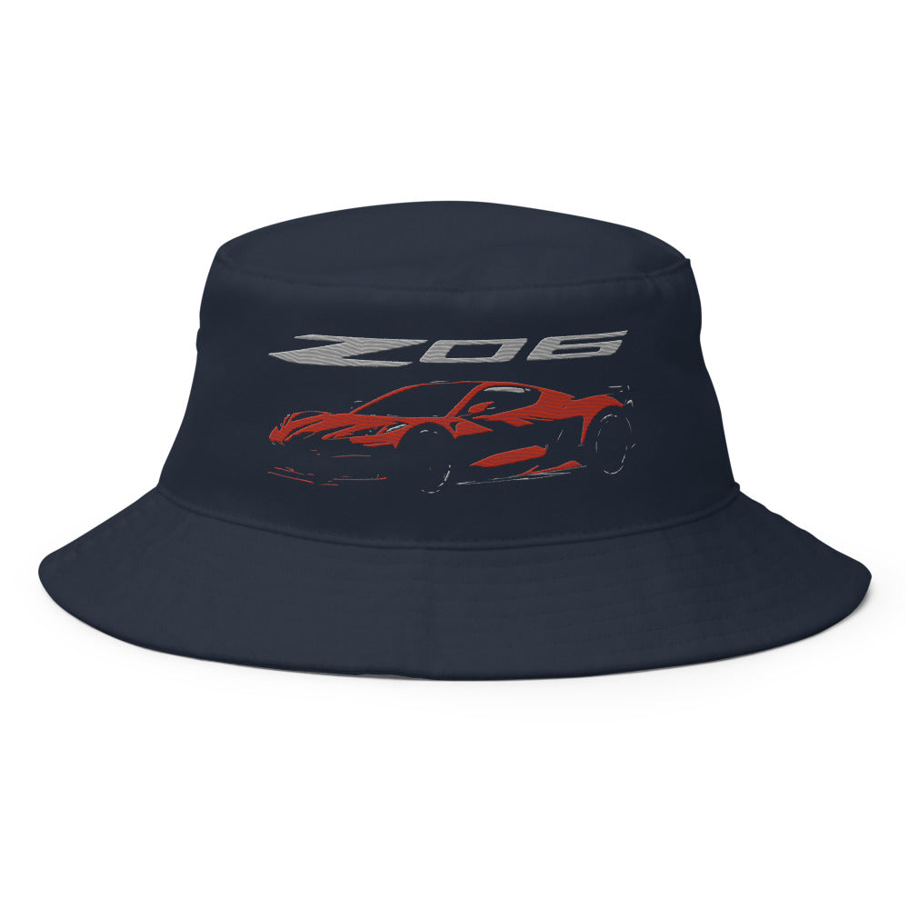 2024 Corvette Z06 C8 Silhouette Torch Red Vette Drivers Bucket Hat