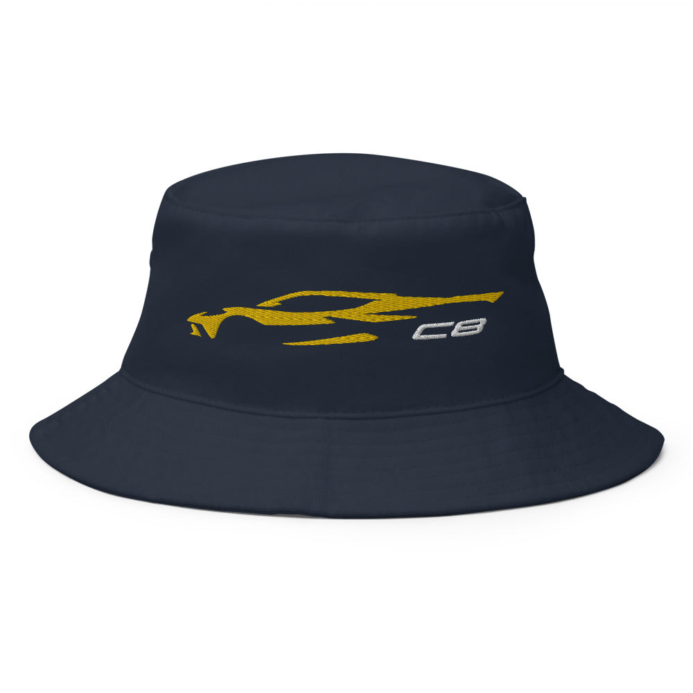2024 2025 Corvette C8 Accelerate Yellow Silhouette 8th Gen Vette Owners Custom Embroidered Bucket Hat