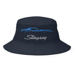 Blue C3 Corvette Sports Car Stingray Silhouette 3rd Gen Vette Driver Custom Embroidered Bucket Hat